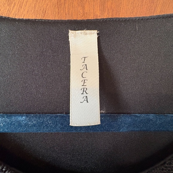 Tacera Black Lace Overlay Shift Dress • 3/4 Sleeve A-Line • Medium - Picture 3 of 4